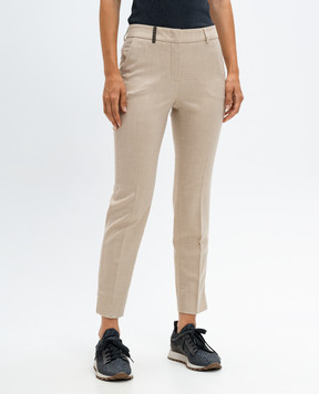 Peserico Beige pants made of wool and cashmere with a branded patch P0471802569