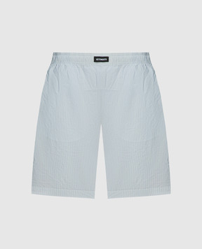 Vetements White shorts in a stripe with a logo UE64SS400NN