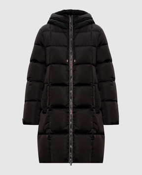 Peserico Black quilted down jacket with monil chain S2410506104