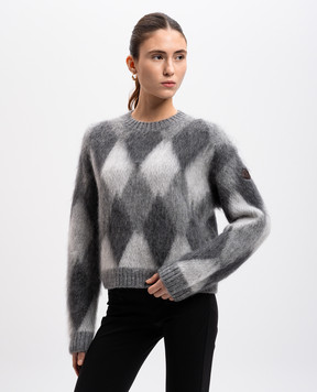 Moncler Gray sweater with wool in a geometric pattern J20939C00012M1133