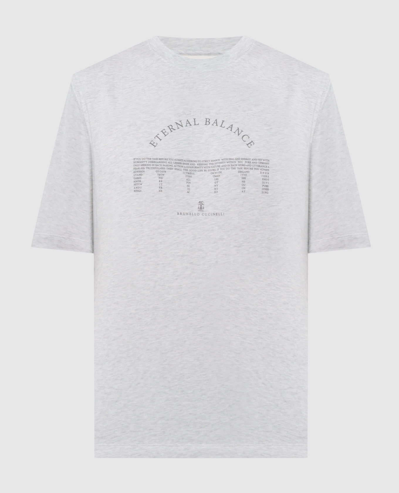Gray t-shirt with logo print brunello cucinelli