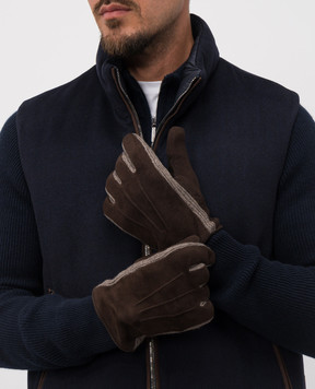 MooRER Brown suede gloves TYLAR TYLARP2W