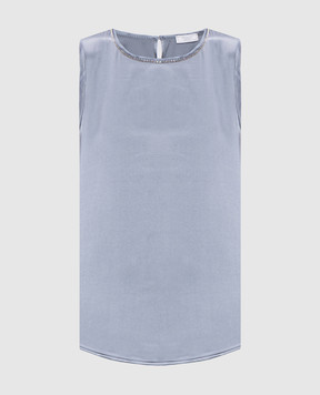 Peserico Gray silk top with monil chain S08893D02372