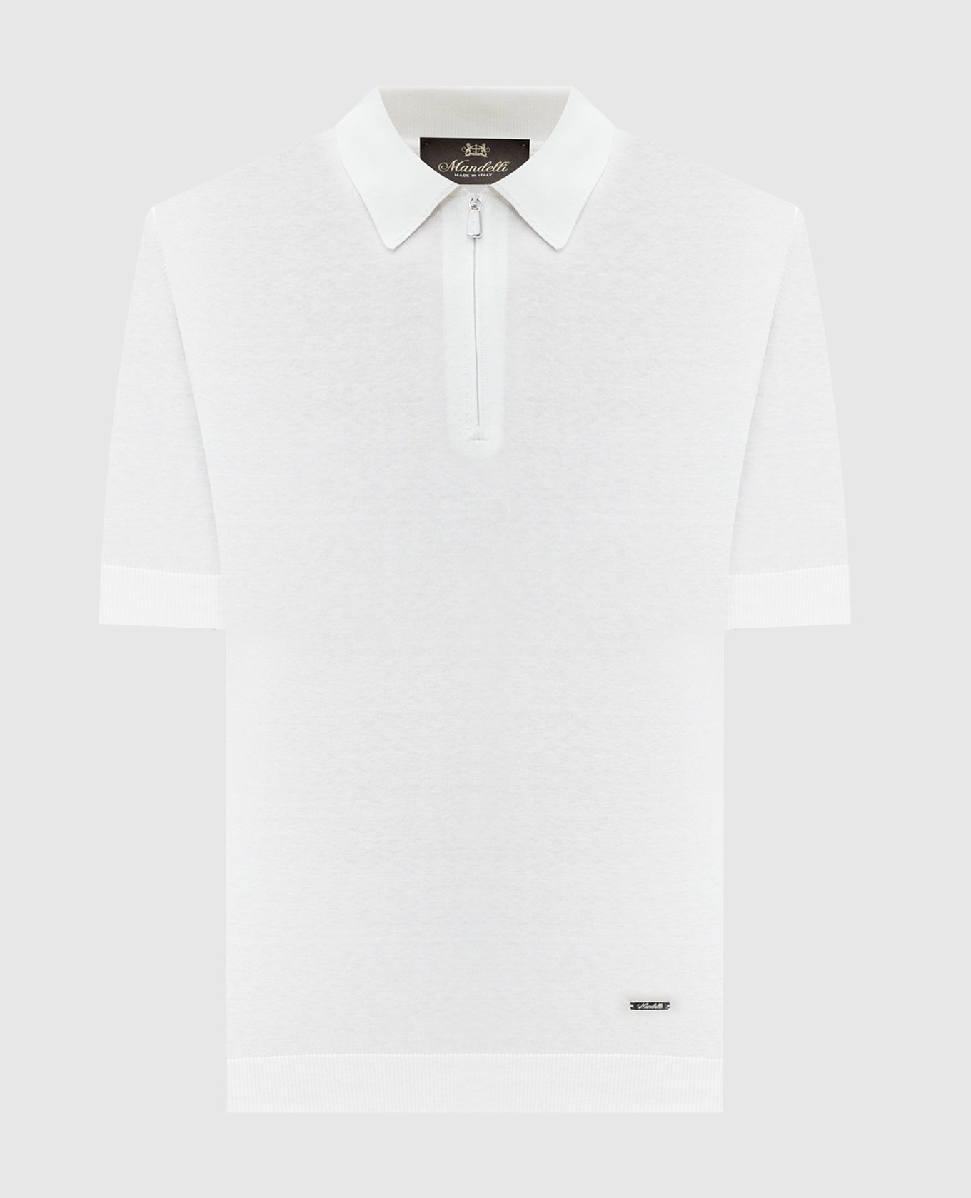White silk polo shirt with logo Enrico Mandelli