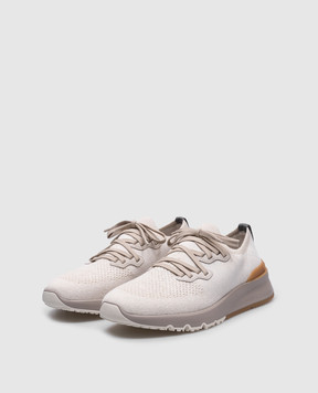 Brunello Cucinelli Beige sneakers with textured logo MZUKISO250