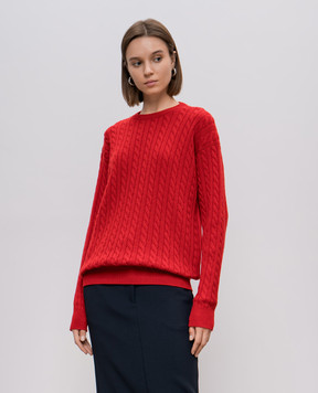 Miu Miu Red cashmere sweater with a textured pattern L818sh