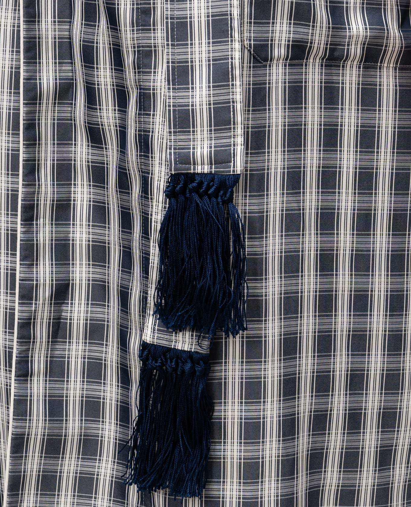 Blue checked silk robe Derek Rose 4
