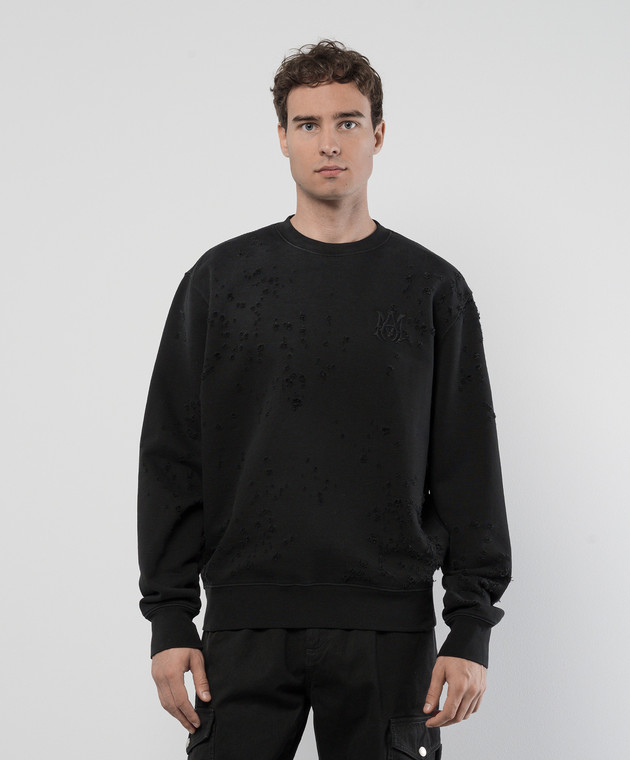 AMIRI SHOTGUN black sweatshirt with a vintage effect and logo embroidery AMJYCW1033 buy with European delivery at Symbol