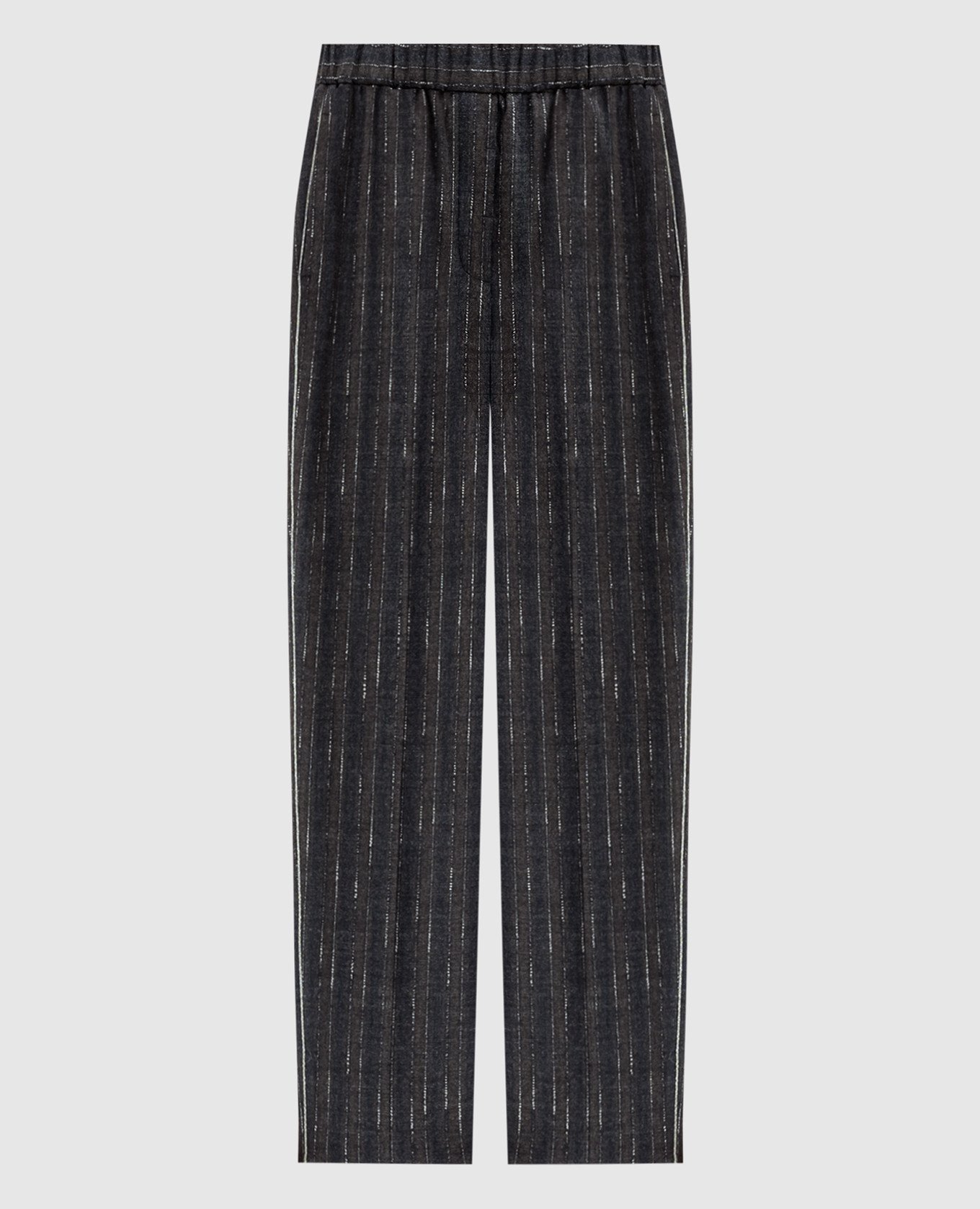 

Gray striped wool trousers with monil chain Peserico, Grey