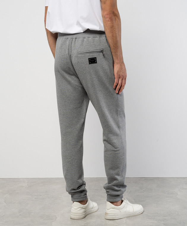 Dolce&Gabbana - Gray joggers with metallic logo GVXQHTG7F2G - shop