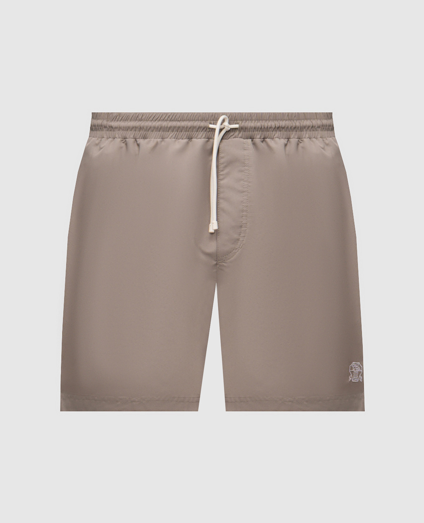 

Khaki swim shorts with embroidered logo emblem Brunello Cucinelli