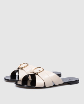 Giuseppe Zanotti Anuvorock Beige Leather Slides E500034