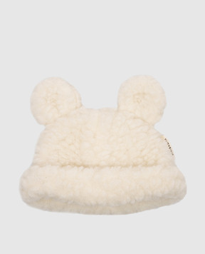 Binibamba Children's white Teddy hat made of merino wool TEDDYHAT