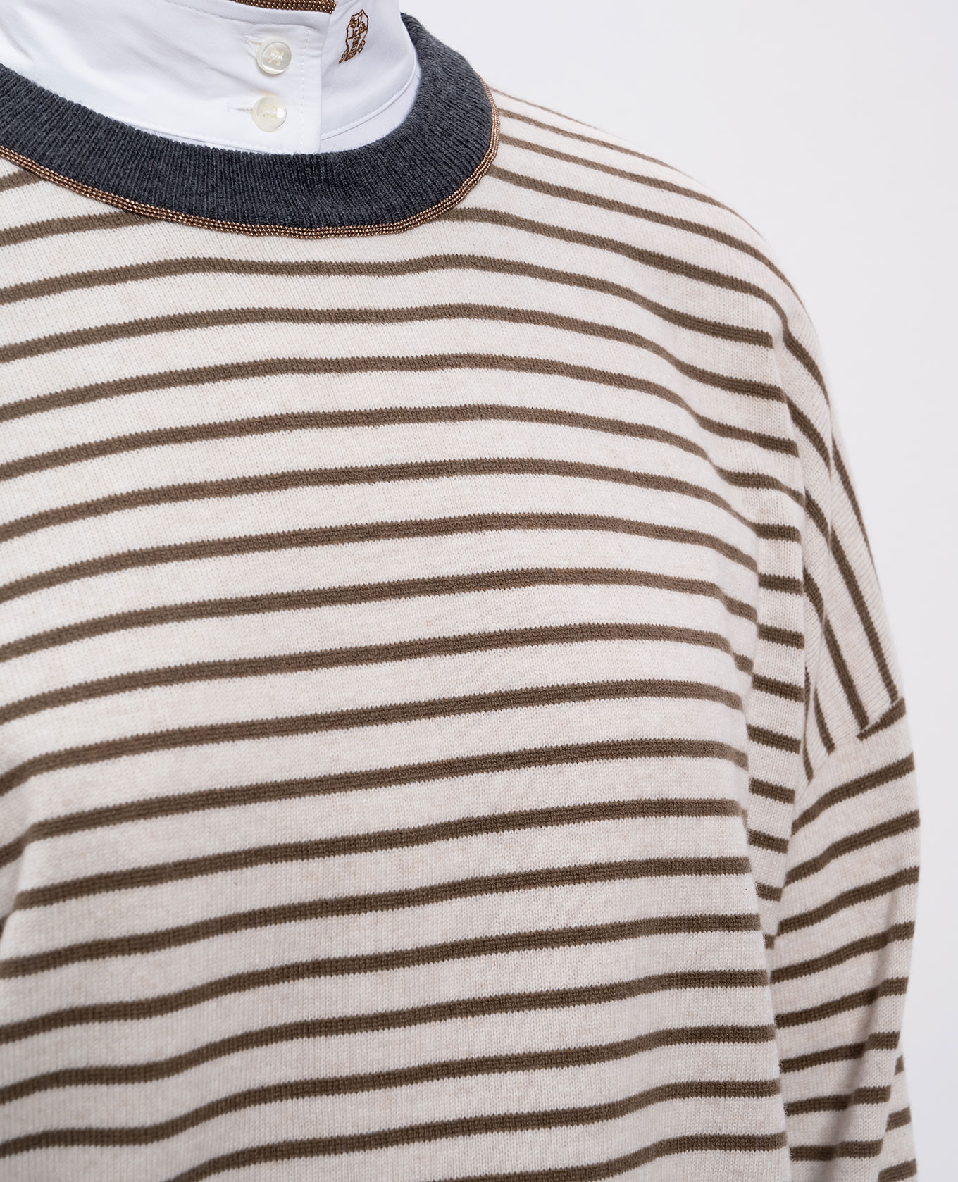 

Beige striped wool, cashmere and silk jumper Brunello Cucinelli