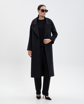 Heresis Black cashmere coat with belt Y66120I560