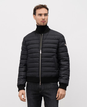Be Florence Black down bomber jacket with logo patch BE25M100