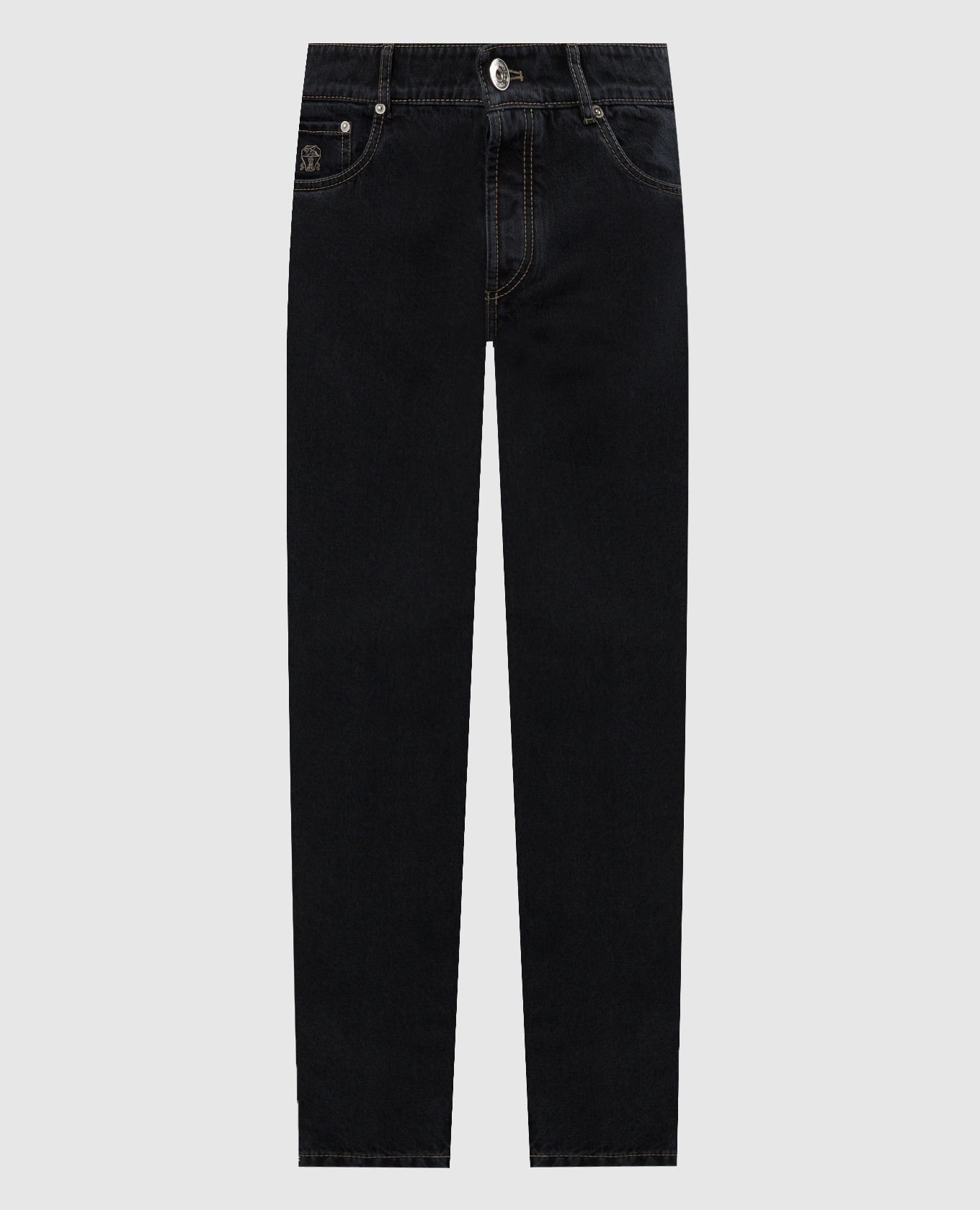 

Black jeans with leather patch and logo embroidery Brunello Cucinelli