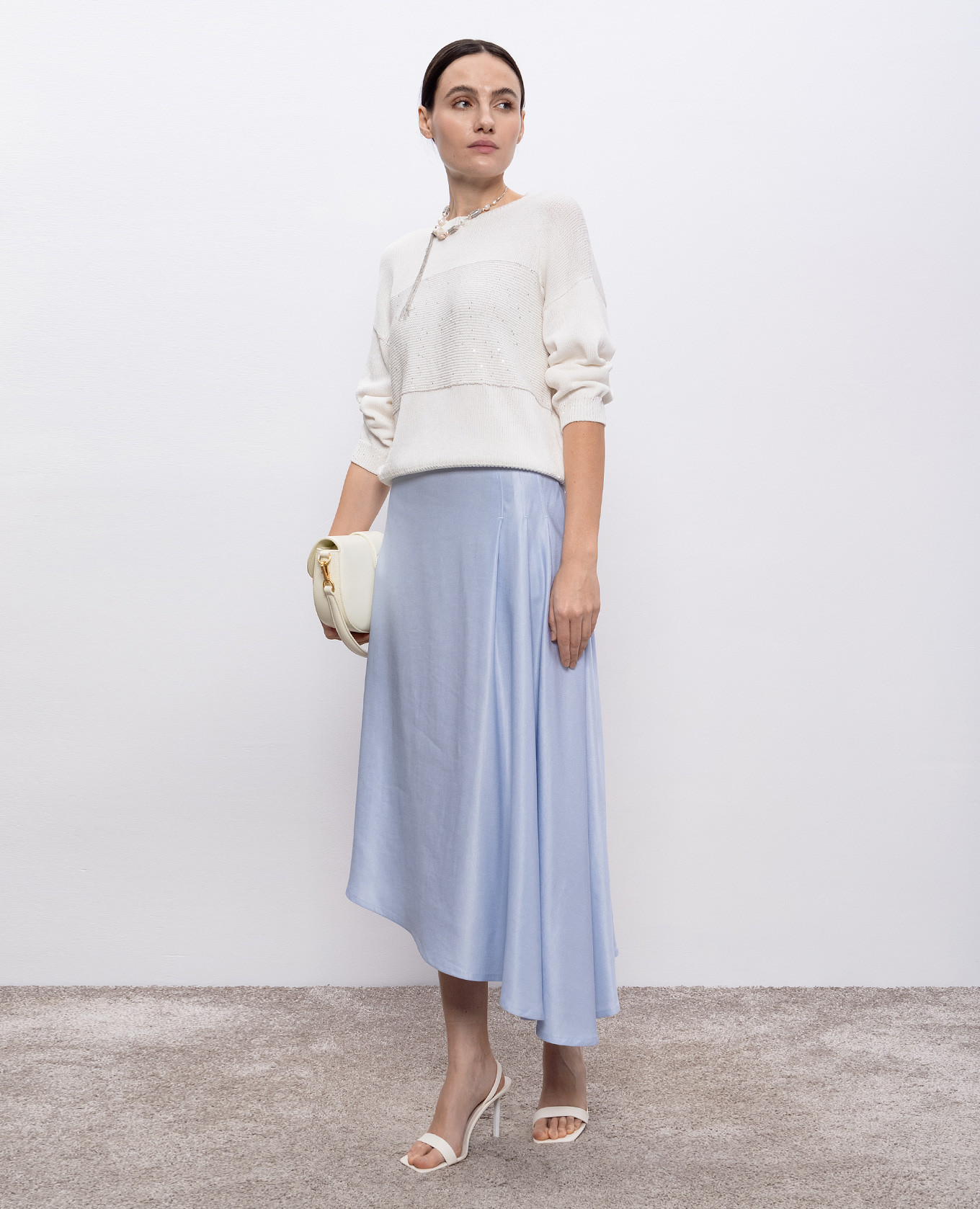 

Blue asymmetric skirt with linen Peserico, Light blue