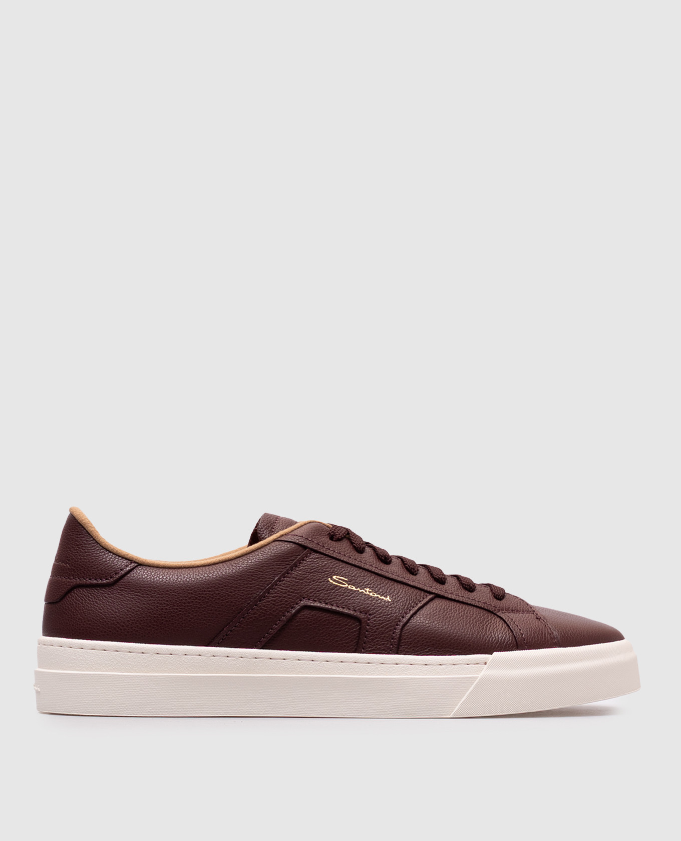 Burgundy leather sneakers with logo Santoni