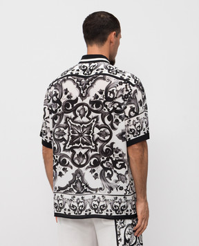 Dolce&Gabbana White silk shirt with Majolica print G5LG9THI1Y6
