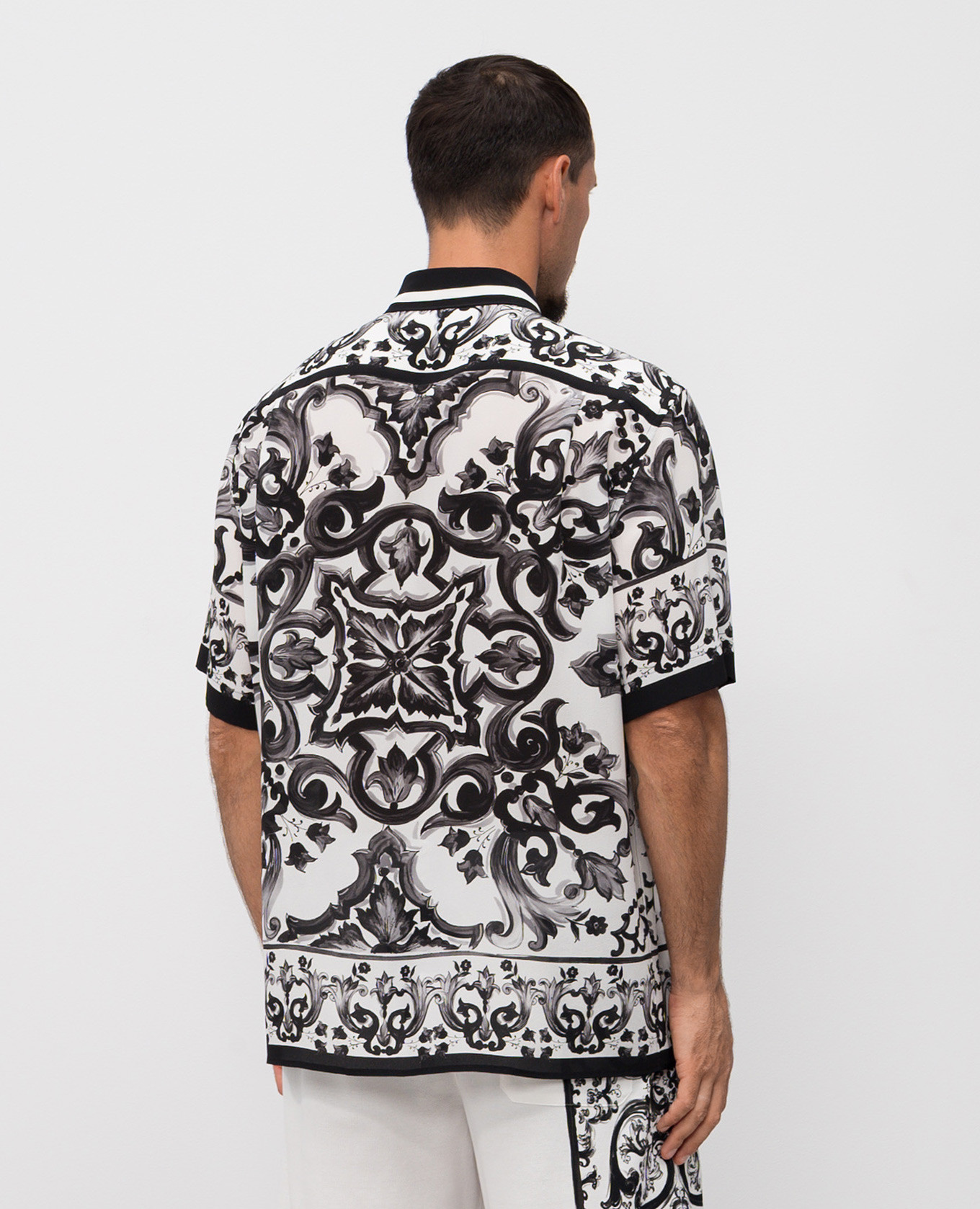 

White silk shirt with Majolica print Dolce&Gabbana