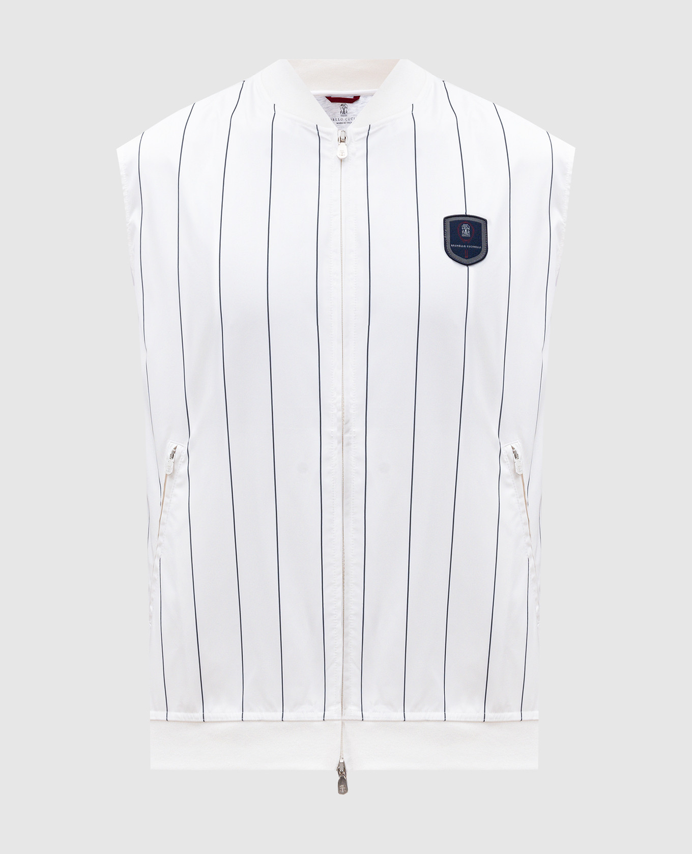 White striped vest with logo patch Brunello Cucinelli