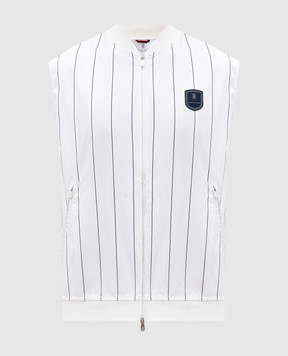 Brunello Cucinelli White striped vest with logo patch MB4179081T