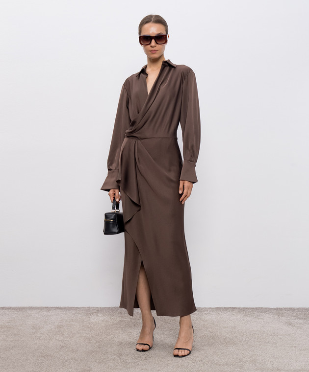 simkhai dress brown Jazz Pintuck Midi Dress - Chocolate Brown main image 1