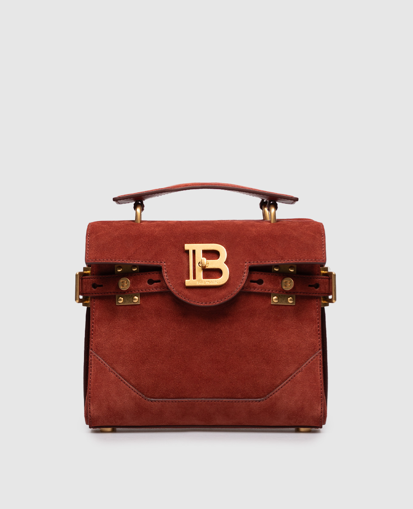 

B-Buzz brown suede satchel bag Balmain