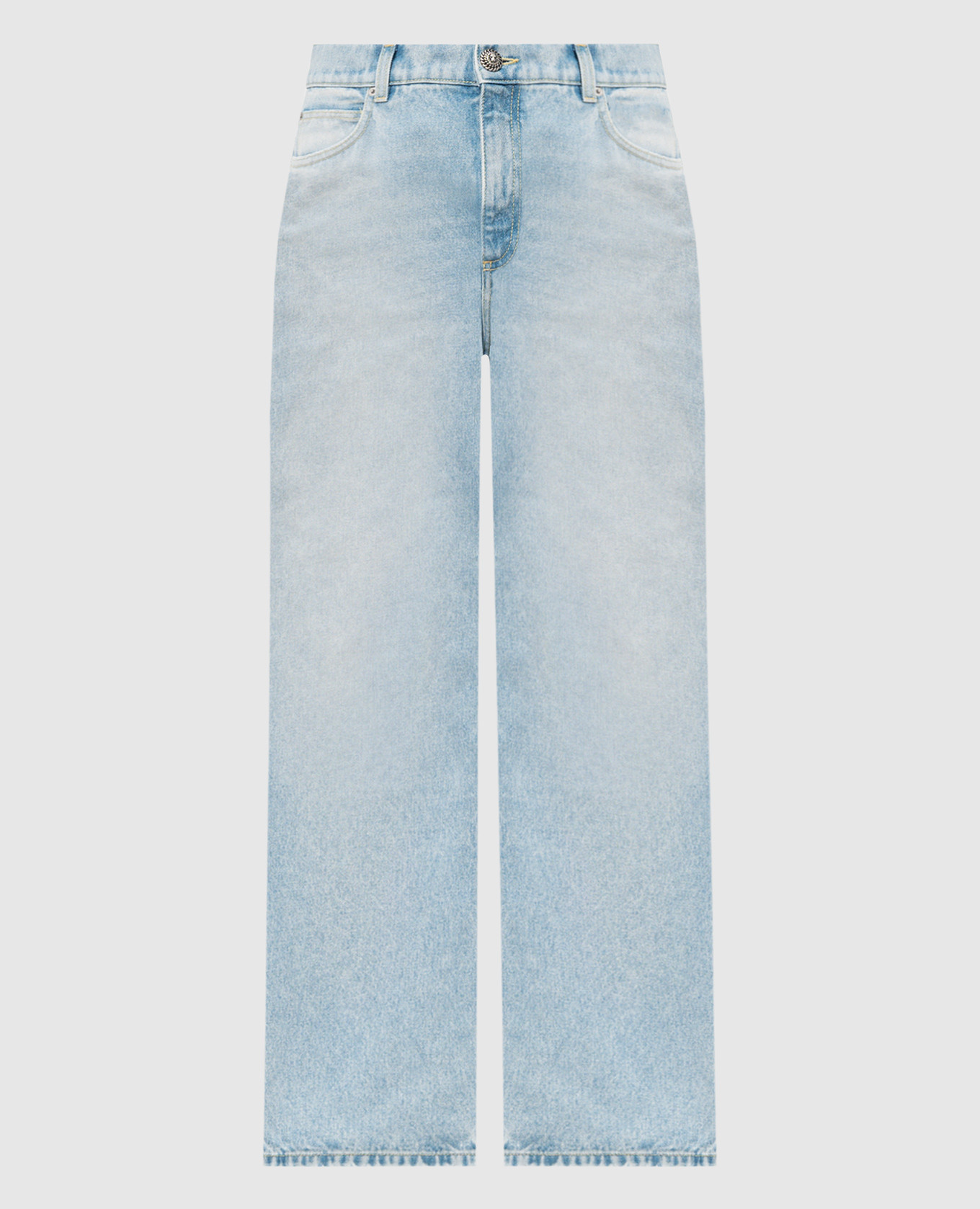 

Blue distressed jeans with logo Balmain, Light blue