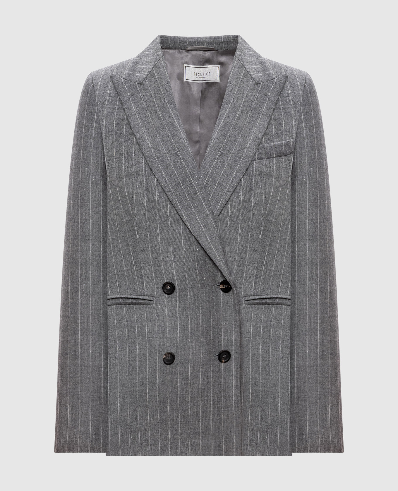 Grey double-breasted striped wool jacket