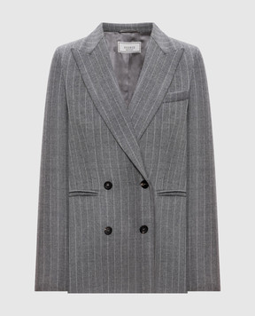 Peserico Grey double-breasted striped wool jacket S0119903362