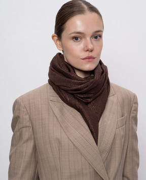Brunello Cucinelli Brown cashmere and silk stole MSCDAR097P