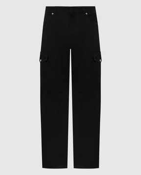 Balmain Black cargo jeans with logo patch DH1MI080CF31