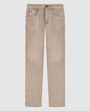 Brunello Cucinelli Beige jeans with a monil chain MA095P4035