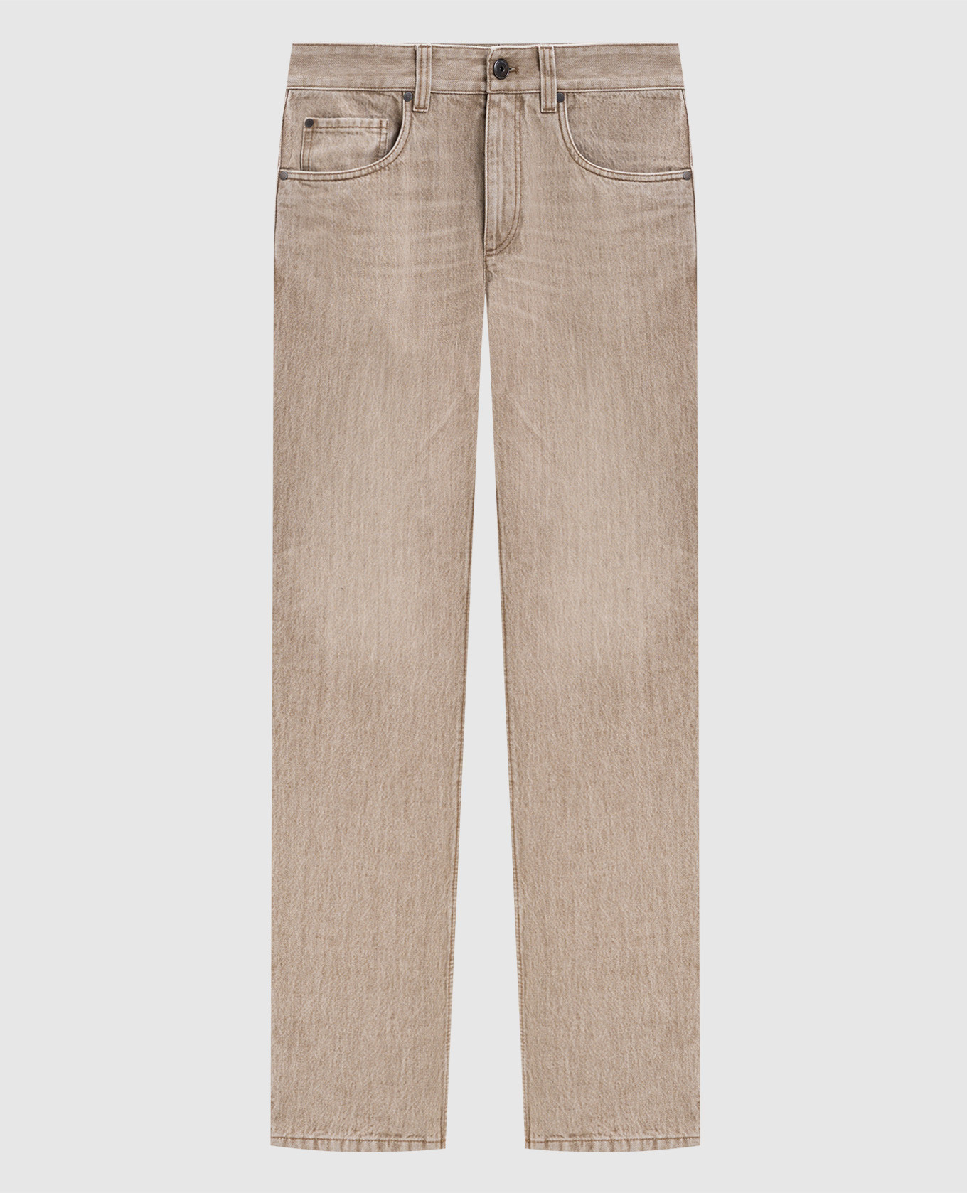 Beige jeans with a monil chain