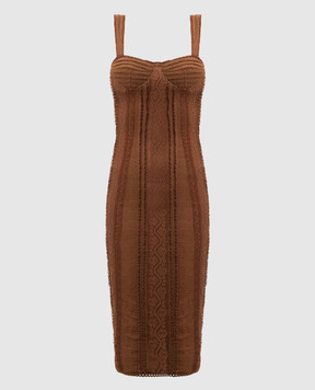 Charo Ruiz Brown Olympia dress with lace 255603