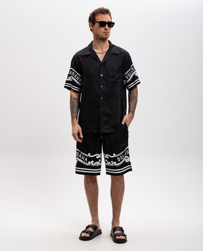Dolce&Gabbana Black silk shorts with logo GV37ATGI979