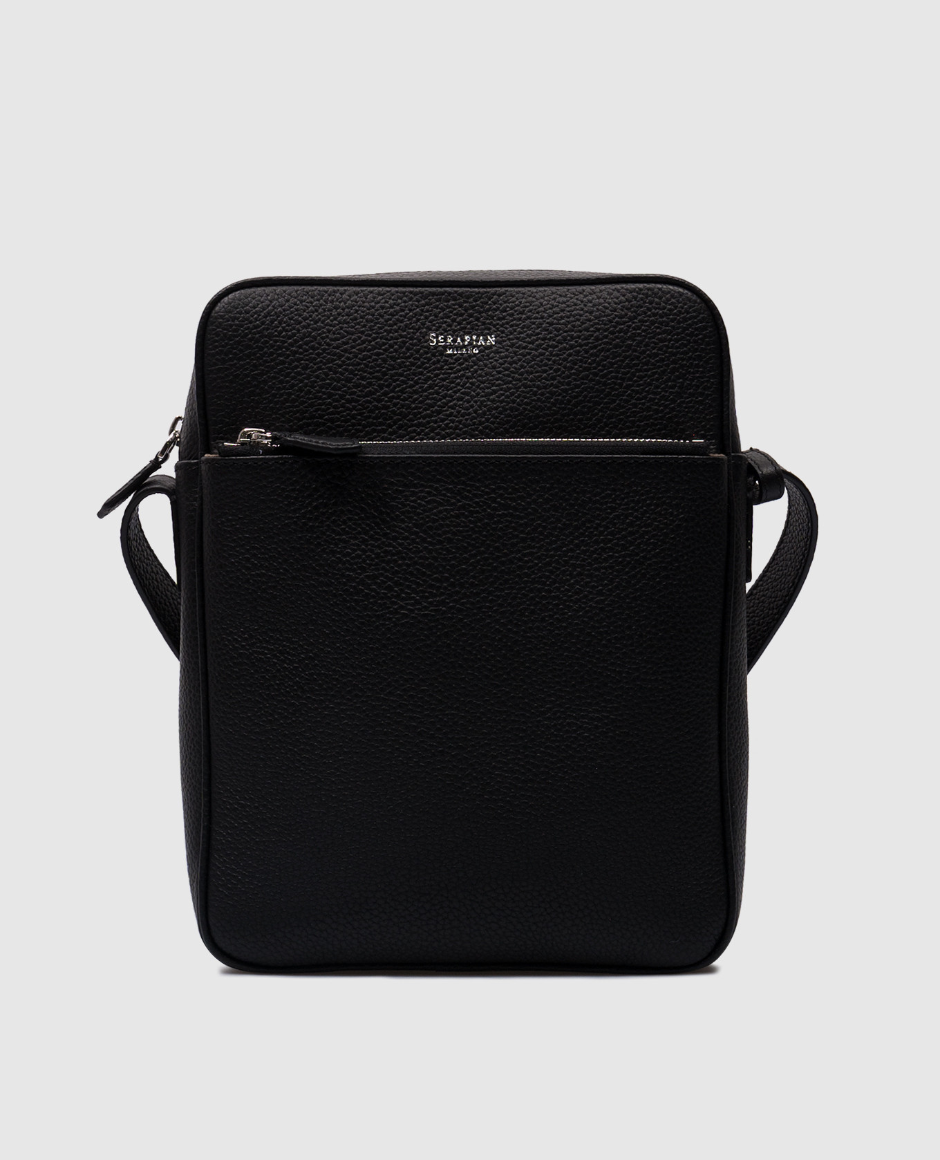 

Black leather bag with logo Serapian
