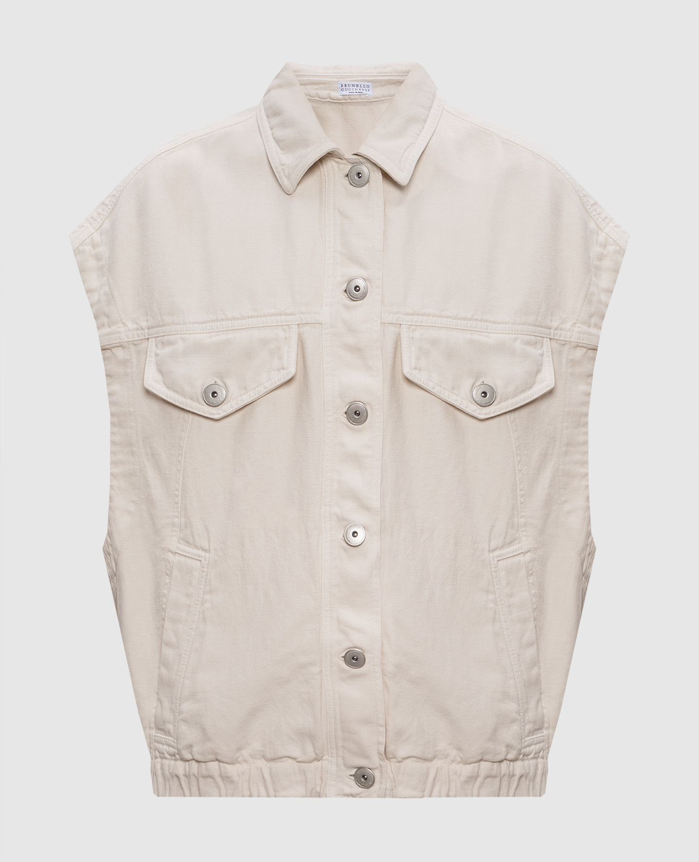 

Beige denim vest with linen Brunello Cucinelli