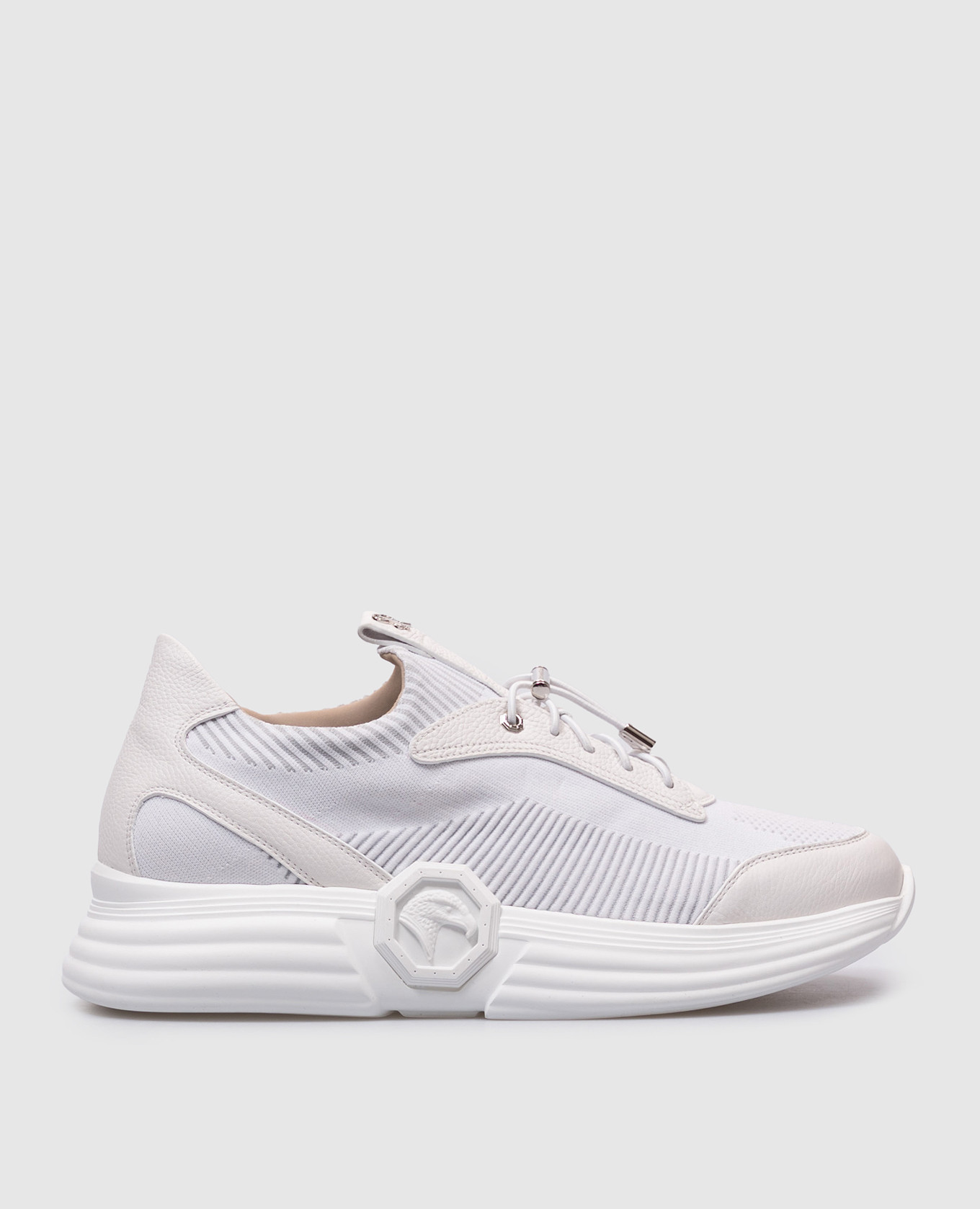 

White combination sneakers with logo Stefano Ricci
