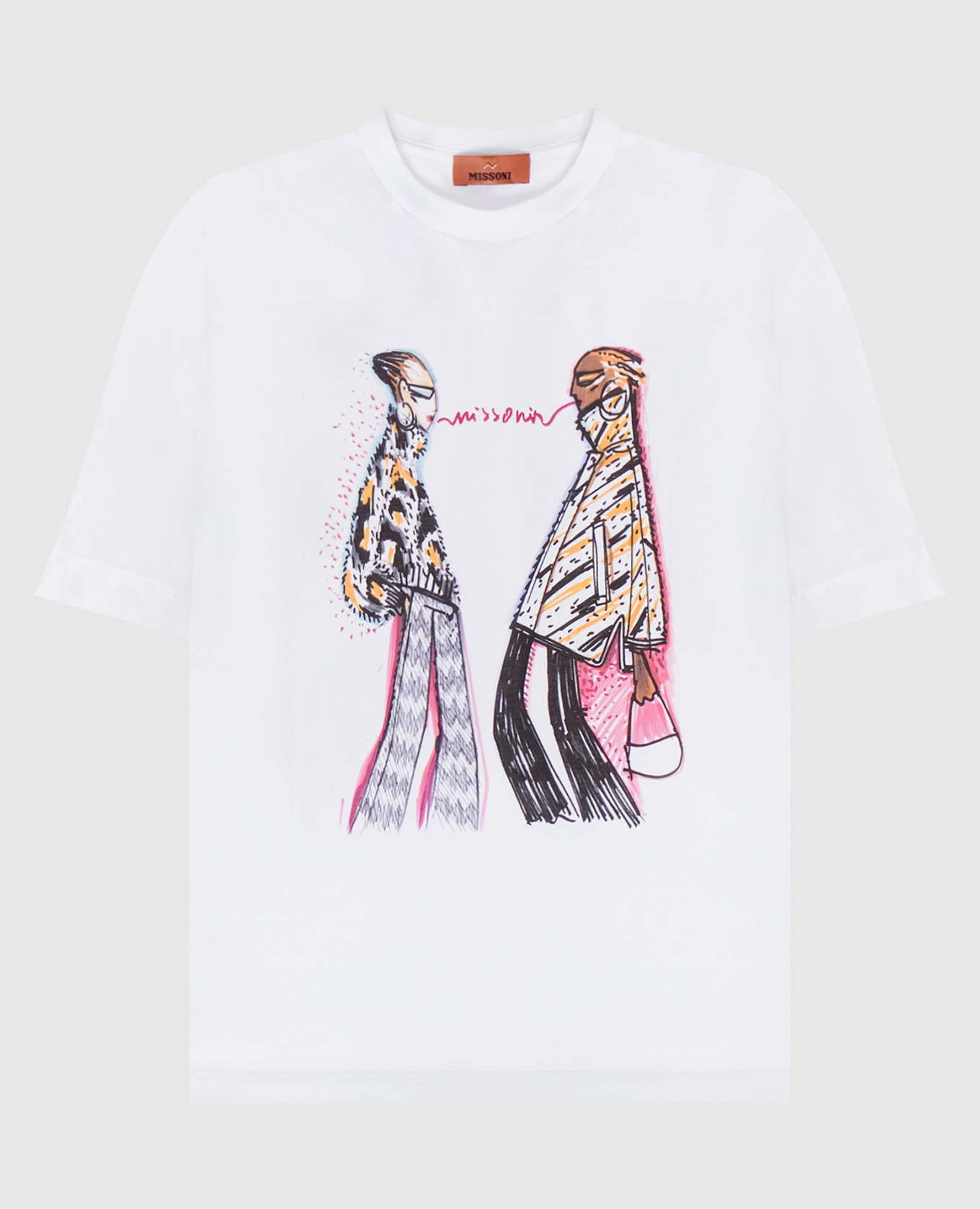 White T-shirt with embroidered logo and print Missoni