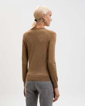 Tom Ford Brown cashmere and silk pullover with monogram logo MAK1357YAX087
