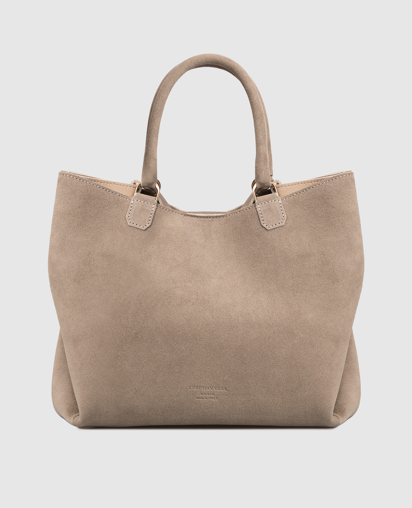 

Beige suede tote bag with logo Christian Villa