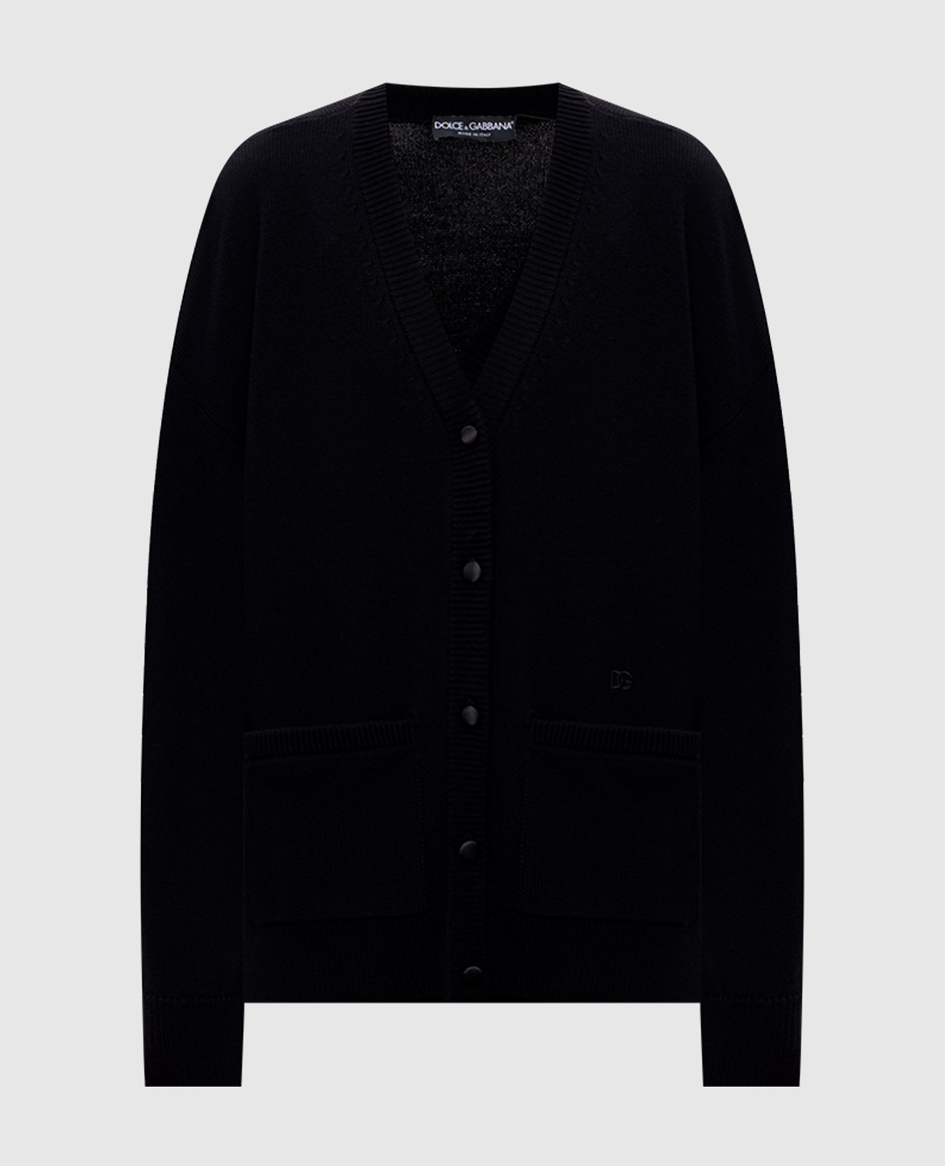 

Black wool cardigan with embroidered monogram logo Dolce&Gabbana