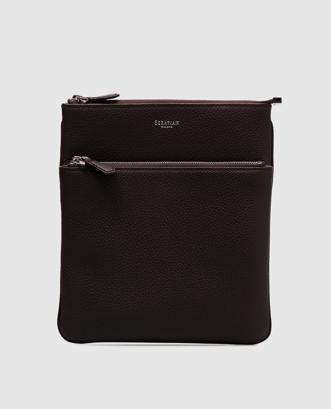 

Brown leather bag with logo Serapian