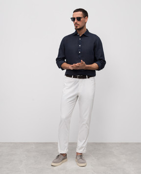 Enrico Mandelli Blue linen shirt 0SPORT5711
