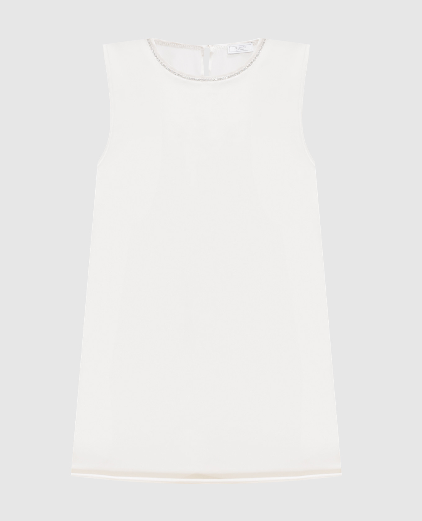

Beige silk top with monil chain Peserico