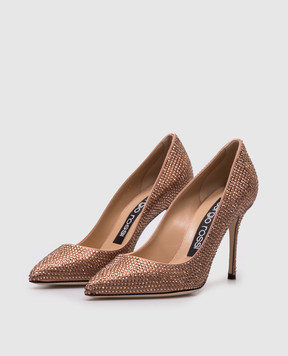 Sergio Rossi Brown Godiva shoes with crystals A43843MFL308