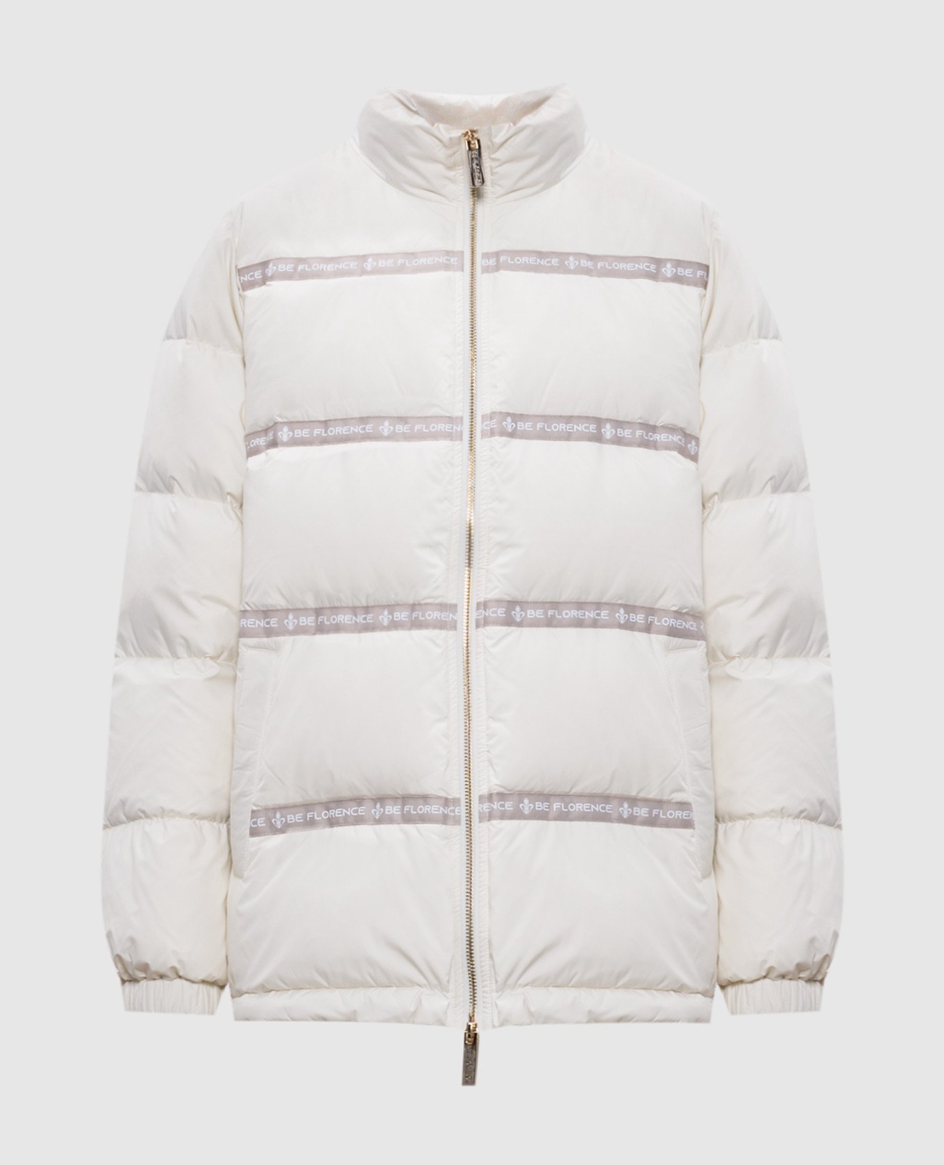 Be Florence White down jacket with a branded ribbon